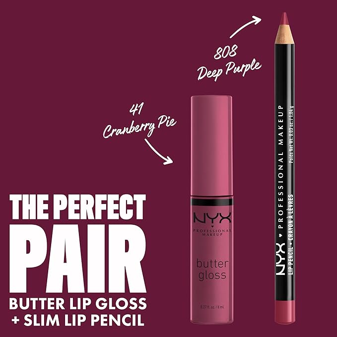 NYX PROFESSIONAL MAKEUP Butter Gloss, Non-Sticky Lip Gloss - Cranberry Pie (Mauve Purple)-Velvo Beauty