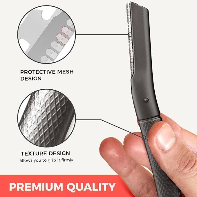 ZOMCHI Eyebrow Razor, Face Razors for Women&Men, Eyebrow Trimmer Shaper with Precision Cover,Facial Shaver with 6 Blades (Black)-Velvo Beauty
