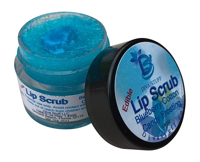 Diva Stuff Ultra Hydrating Lip Scrub for Soft Lips, Gentle Exfoliation, Moisturizer & Conditioner, Blueberry Cotton Candy Frosting – ¼ oz (Made in the USA)-Velvo Beauty