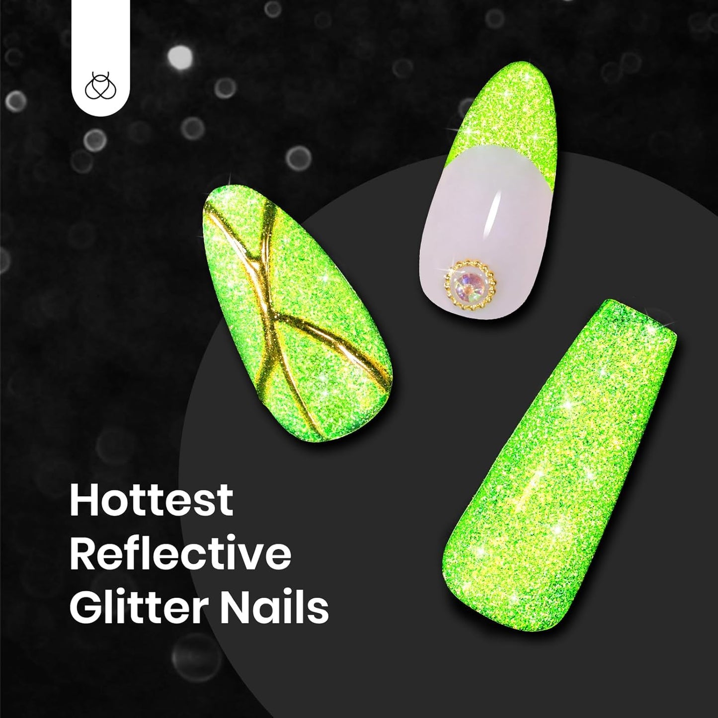 beetles Gel Polish Green Glitter Gel Nail Polish 15ml Reflective Nail Art Manicure Salon DIY at Home Gifts for Women Lime Shock-Velvo Beauty