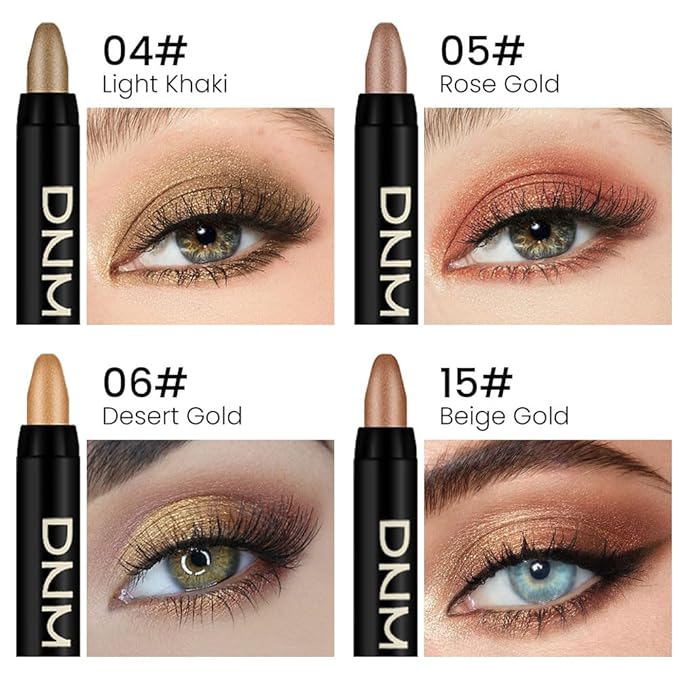 evpct 4Pcs Cream Eye Shadow Brightener Sticks Set for Eyes, Light Khaki Bronze Desert Beige Gold Shimmer Metallic Eyeshadow Pencil Applicator Stick Palette Makeup Waterproof sombras en crema para ojos-Velvo Beauty