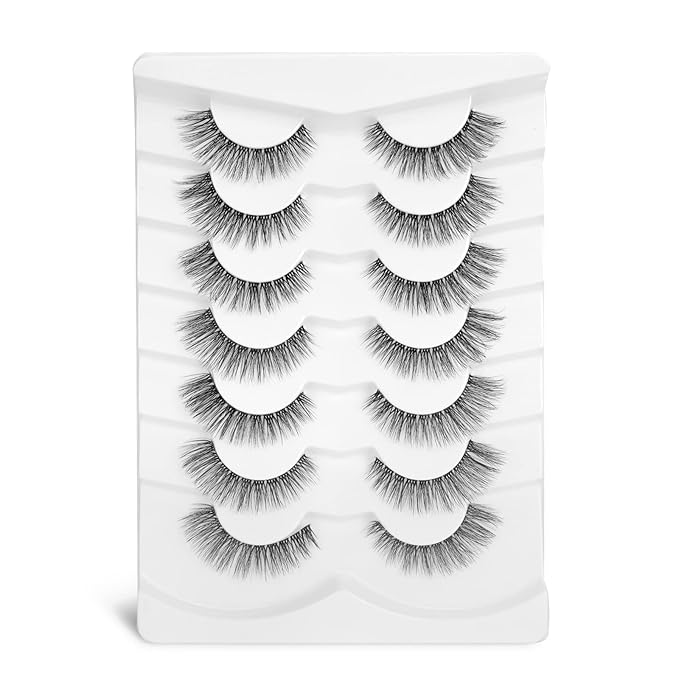 Onlyall Natural Eyelashes Mink False Eyelashes Natural Wispy Lashes Soft Clear Band Lashes Fluffy False Lashes 14MM A11-Velvo Beauty