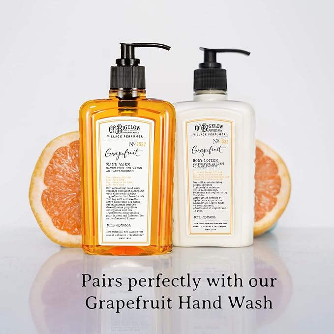 C.O. Bigelow Grapefruit Body Lotion, Village Perfumer Moisturizing Body Lotion with Aloe Vera, Borage Oil & Olive Oil, 10 Fl Oz-Velvo Beauty