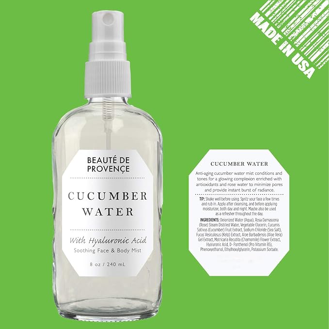 | Face & Body Mist Spray - Soothing Cucumber Water With Moisturizing Hyaluronic Acid | Instant Soothing, Cooling, Conditioning | 8 FL OZ-Velvo Beauty