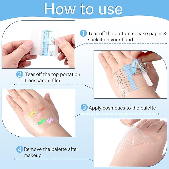 200 Pieces Makeup Hand Palette Single Use Makeup Mixing Palette Disposable Foundation Mixing Tray Adhesive Artist Cosmetic Makeup Palette Waterproof Makeup Tape for Women Girl Supplies, 2.4 x 2.4 Inch-Velvo Beauty