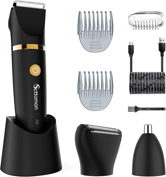 Electric Groin Hair Trim Ball Trimmer for Men Body Shaver Below-The-Waist Groomer Nose Hair Trimmer Waterproof Cordless 3 in 1-Velvo Beauty