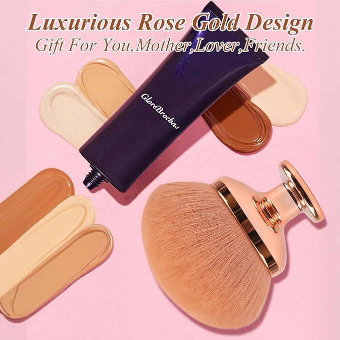 Blend & Blur Extra Large Body Makeup Brush for Self Tanner,GloréBrochas Leg Makeup & Bronzer Self Tan Applicator, 90MM Wide Round Head Kabuki Brush For Application (Rose-Gold)-Velvo Beauty