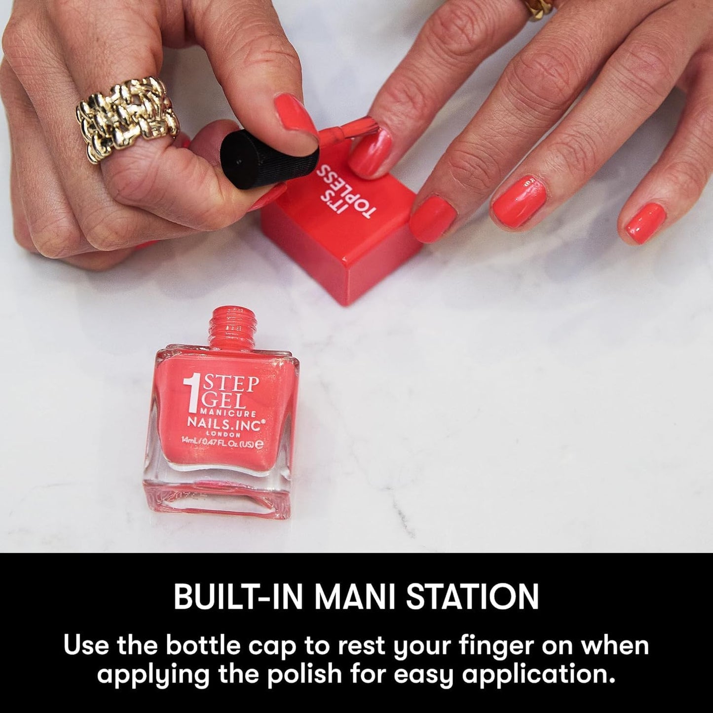 Nails Inc It's Topless Gel-Like Nail Polish, 4-in-1 Base Coat, Treatment, Color & Top Coat, Long Lasting, Strong, Chip Free Nails, Glossy Salon Quality Manicure, Air Dry, Hailey, 0.47 Fl Oz-Velvo Beauty