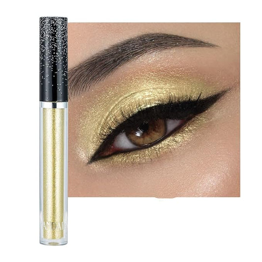 Liquid Glitter Eyeshadow Shining Eye Shadow Makeup Shimmer Long Lasting Quick-Drying (Gold)-Velvo Beauty