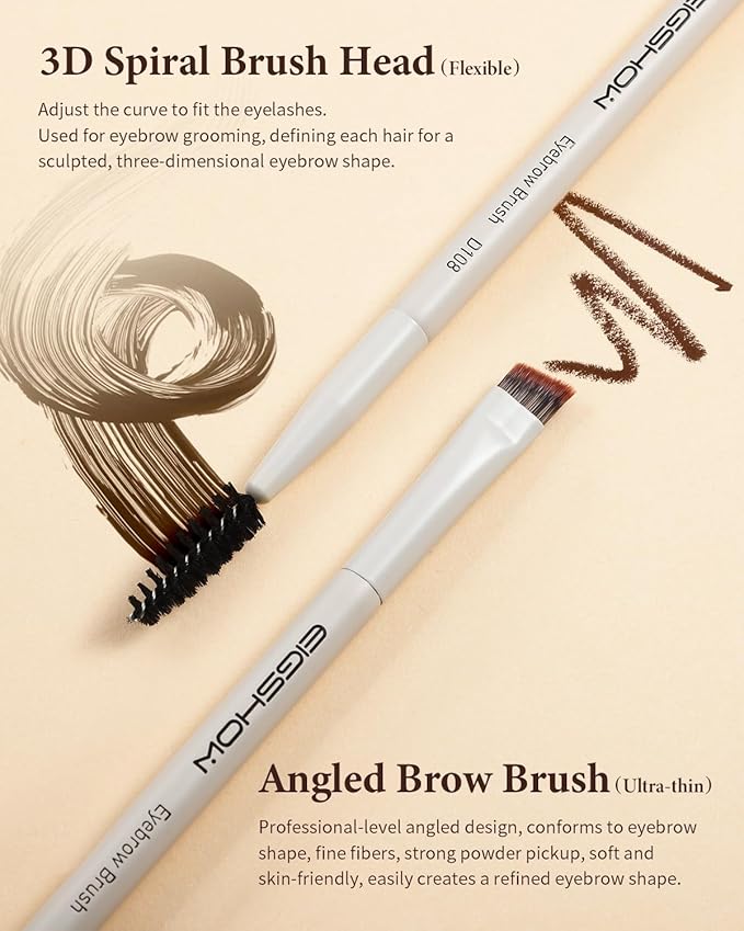 Eyebrow Brush, Dual-ended Angled Eyebrow Brush for Brows or Lashes D108 - Black-Velvo Beauty