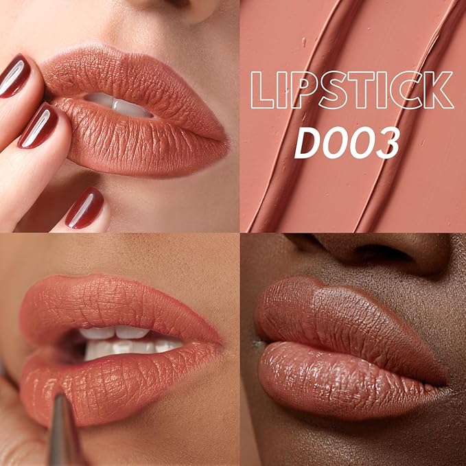 2PCS Marbled Matte Lip Stick Makeup - Velvety Finish | Naked-lip Feel, Full Coverage, D001+D003-Velvo Beauty