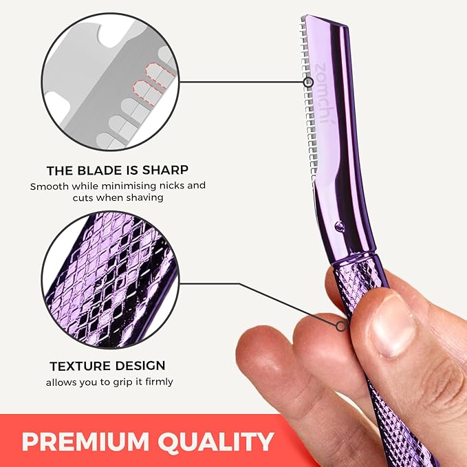 ZOMCHI Eyebrow Razor, Face Razors for Women&Men, Eyebrow Trimmer Shaper with Precision Cover, Facial Shaver with 6 Blades (Purple)-Velvo Beauty