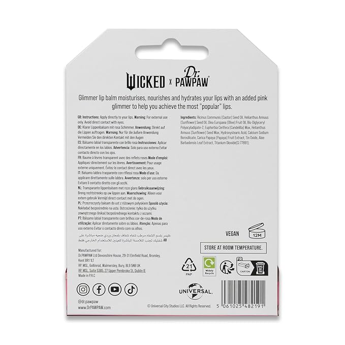 Dr. PawPaw Wicked Glimmer Lip Balm - Moisturizing, Shimmer Tinted Lip Balm for Women - Vegan, Nourishing, Hydrating - 0.1 oz-Velvo Beauty