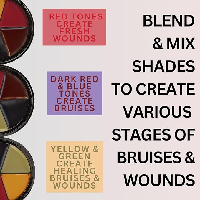 Mehron Makeup ProColoRing Bruise 5 Color Wheel for Special Effects & Movies | Bruise Makeup Kit | SFX Paint | Halloween Special Effects Makeup-Velvo Beauty