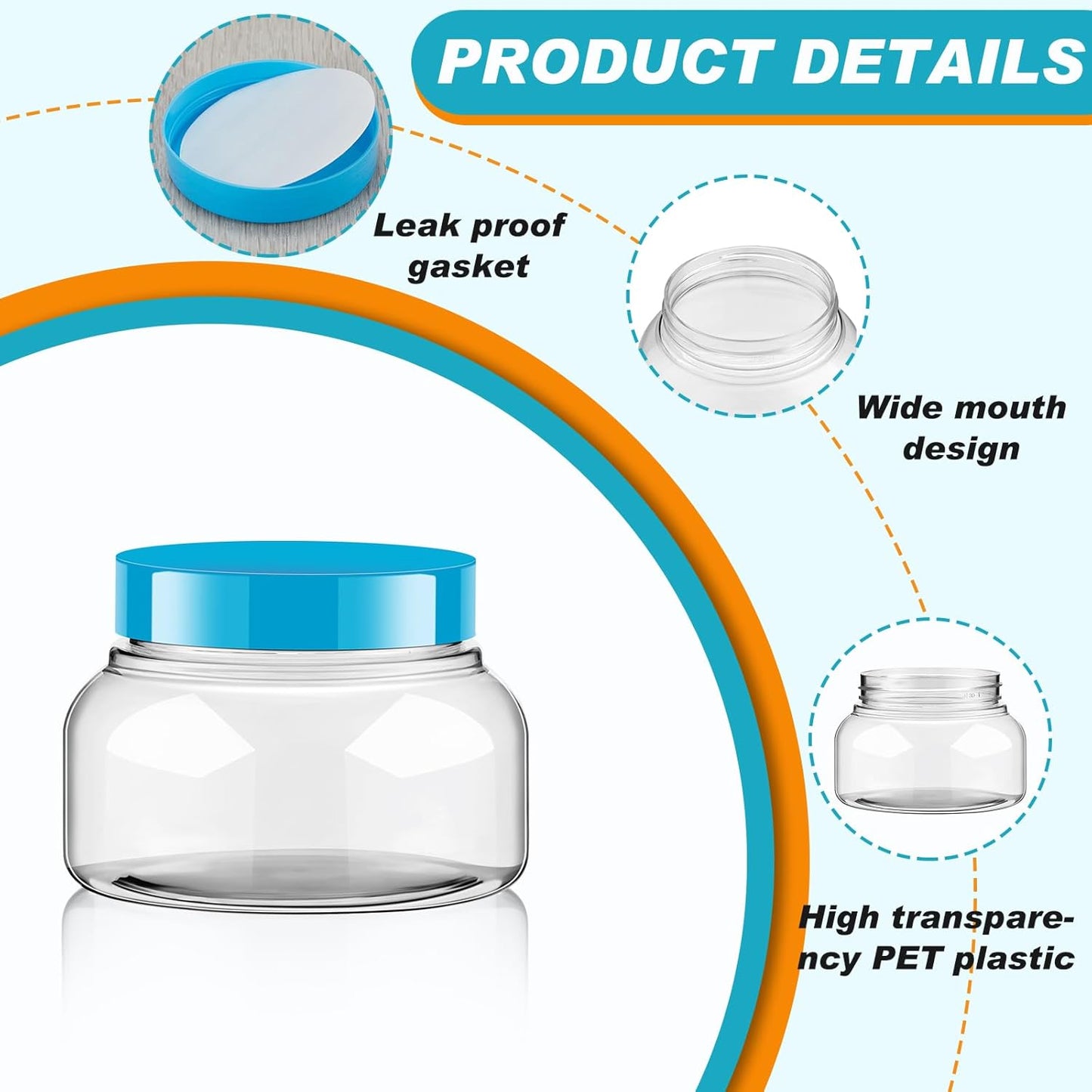 Tessco 24 Pack Plastic Jars with Lids Labels Empty Clear Plastic Jars Round Refillable Cosmetic Containers Body Butter Containers Bulk Sugar Scrub Bottle for Make Up(8 oz,Multicolor)-Velvo Beauty
