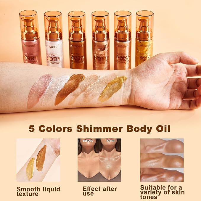 PHOERA Body Luminizer Highlighter, Waterproof Moisturizing and Glow For Face & Body, Face Body Glow Illuminator (105 Diamond Platinum)-Velvo Beauty