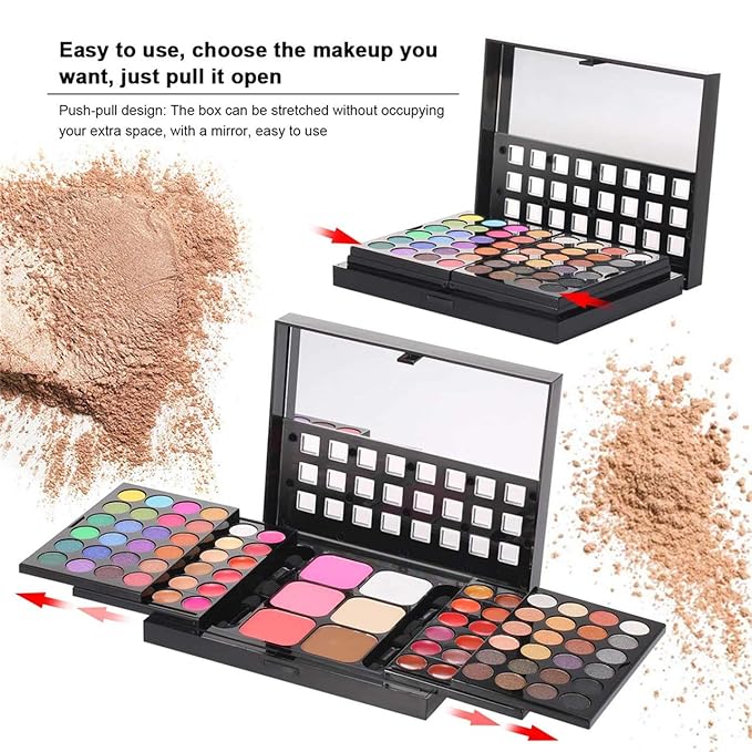 Pro Makeup Gift Set All in One Makeup Kit Cosmetic Contouring Kit 78 Colors Eyeshadow Palette with Face Blush, Lipgloss, Concealer and Eyeshadow Brushes- Ideal Holiday Gift Set-Velvo Beauty