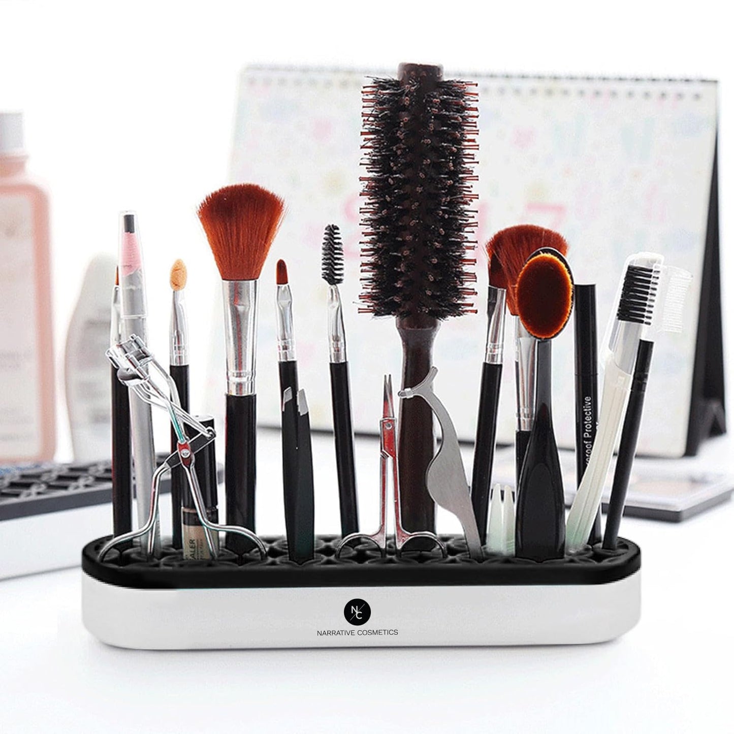 Upright Silicone Brush Holder with Round Corners - Black-Velvo Beauty