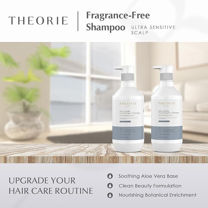 Theorie PURE Ultra Gentle Hypoallergenic Shampoo โ Plant-Based & Vegan โ Fragrance-Free โ Designed for Delicate Scalp Care โ Pump Bottle โ 400mL-Velvo Beauty