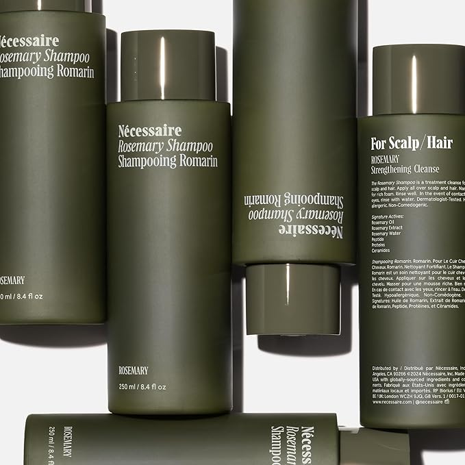 Nécessaire Rosemary Shampoo | Multi-Protien Strengthening Cleanse For Thinning Hair. For Women + Men. Good For All Hair Types/Textures. Free Of Sulfates. Color-Safe. 250 ml / 8.4 oz-Velvo Beauty