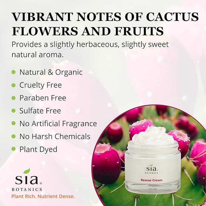 Rescue Face Cream (65g/2.3oz Glass Jar) | Facial Moisturizer w/Prickly Pear Cactus, Aloe Vera, Green Tea Extract | Natural, Clean, Botanical Skincare for Women-Velvo Beauty
