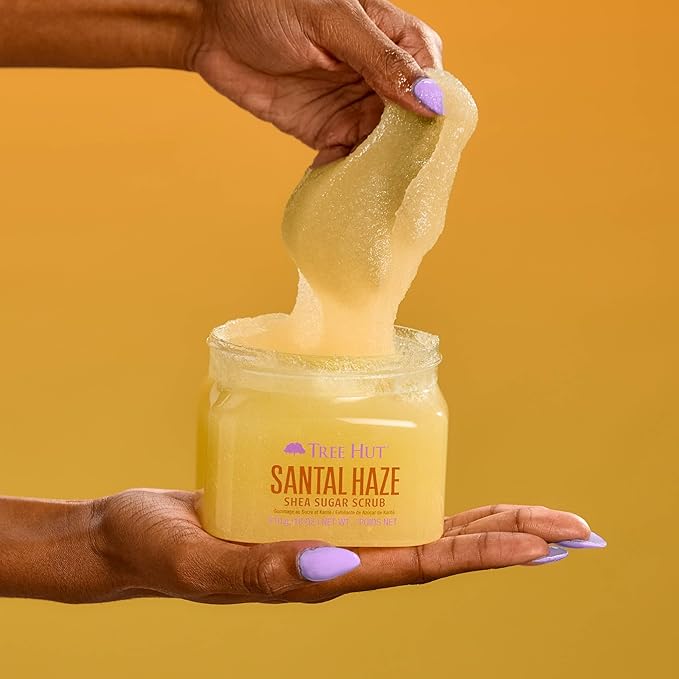 Tree Hut Santal Haze Shea Sugar Scrub | Exfoliating Body Scrub Removes Dead, Dry Skin for a Soft & Hydrated Feel | Nourishing Essential Body Care | 18 fl oz.-Velvo Beauty