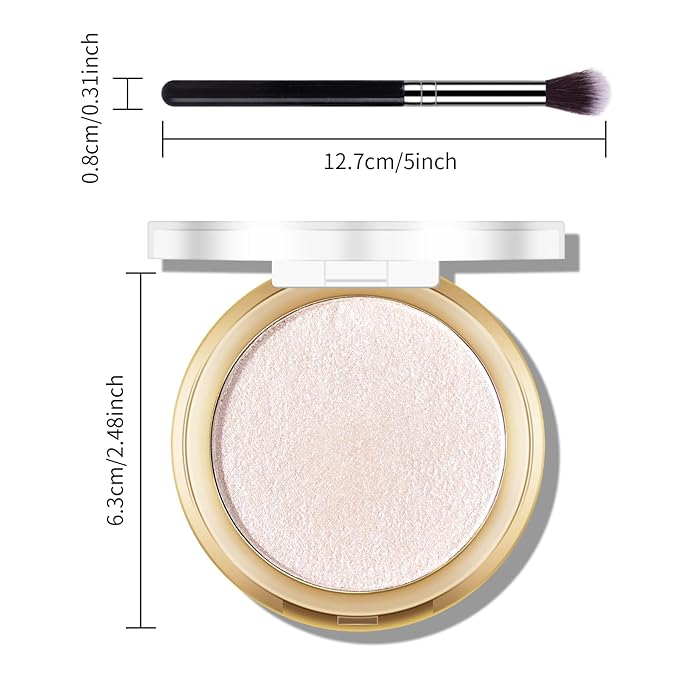 Baked Highlighter Powder Palette, Makeup Highlighter Powder Palette Sheer Shimmering Finish Face Highlighters Makeup Iluminadores de Maquillaje #01 Moonlight White-Velvo Beauty