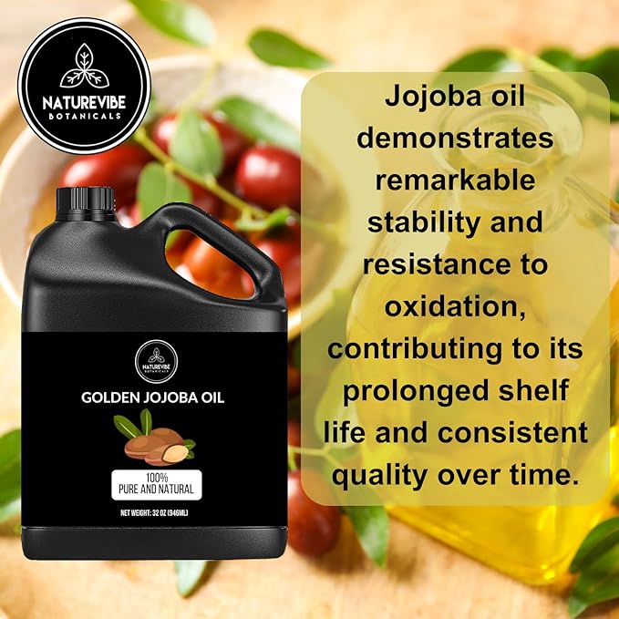 Naturevibe Botanicals Golden Jojoba Oil 32 oz – 100% Pure, Cold-Pressed Moisturizer for Skin & Hair | Antioxidant-Rich, Non-Greasy, Carrier Oil & Daily Hydration-Velvo Beauty