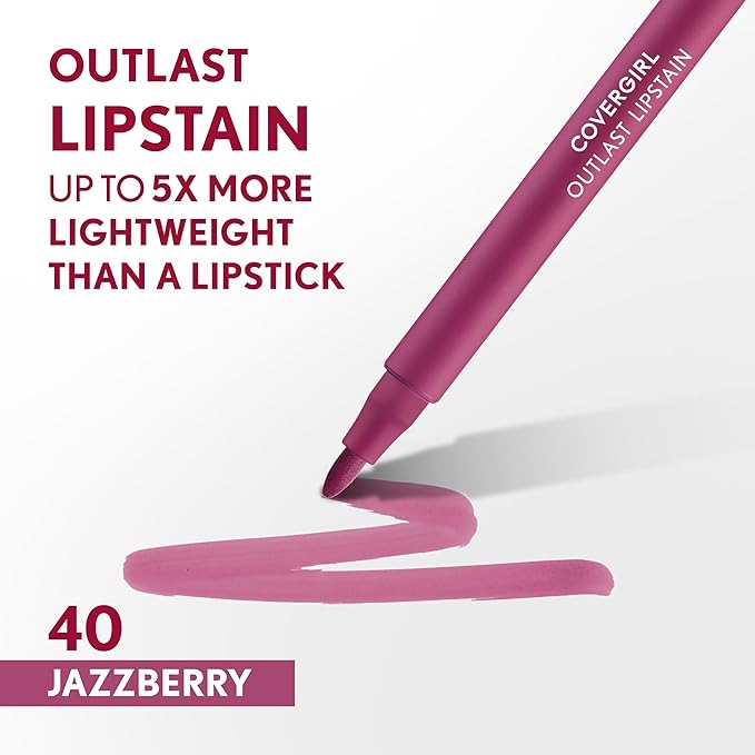 COVERGIRL Outlast Lipstain Bundle - Jazzberry 40 & Canyon 35 Shades, Vegan Formula-Velvo Beauty