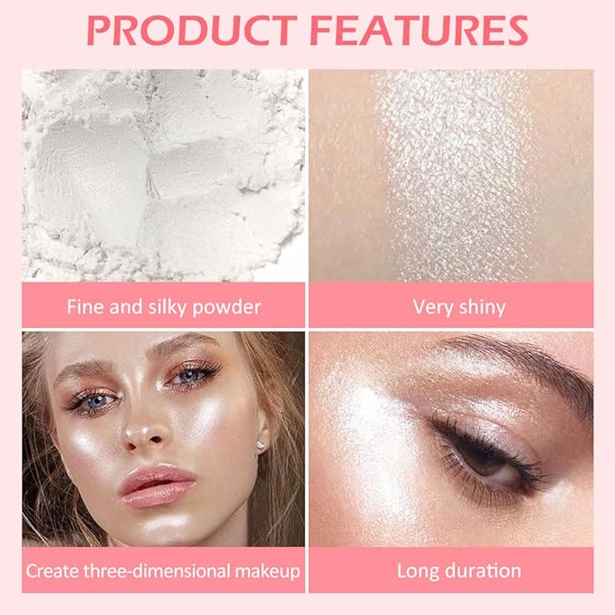 evpct 1Pcs Glitter Highlighter Powder Stick Make up Puff Fairy Stick Peal White Shimmer Glitter Face Body Liquid Highlighter makeup illuminators de maquillaje polvo traslucido maquillaje para mujer 01-Velvo Beauty