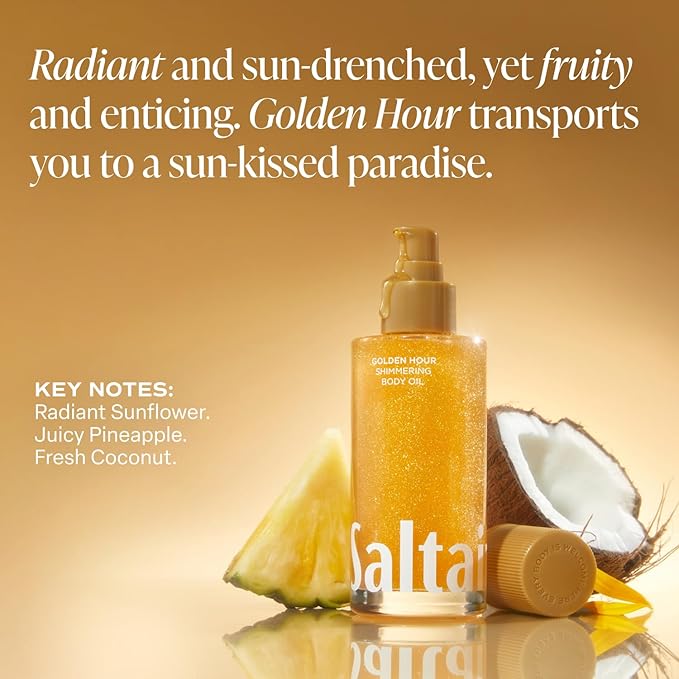 Saltair Shimmering Body Oil - Golden Hour Scented Dry Oil Moisturizer with Light-Reflecting Pearl Pigments. Moisturizing Glow for All Skin Types - 4 Fl Oz-Velvo Beauty