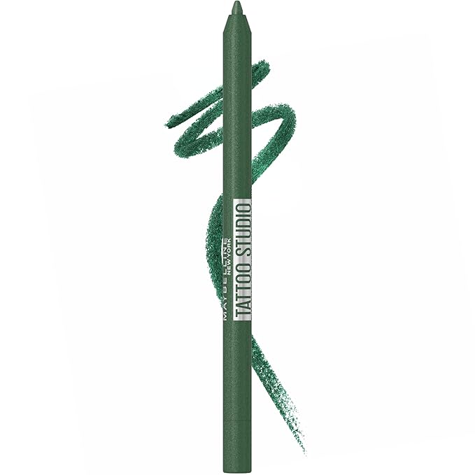 Maybelline Tattoo Studio Sharpenable Gel Pencil Waterproof Eyeliner, Long-Lasting Eyeliner With Smooth Gel Pigments For Up To 36HR Wear, Hunter Green, 1 Count-Velvo Beauty