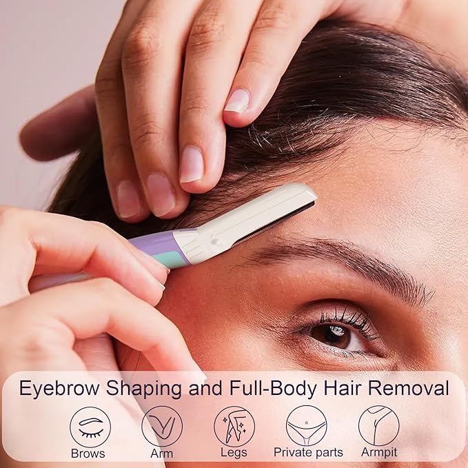 Face Razors for Women, Dermaplane Razor for Women Face, Eyebrow Razor, Dermaplaning Tool, Skin Safe Microblades, Peach Fuzz Remover, Skin Care Tool, Travel Essentials, (12ct, Wisteria)-Velvo Beauty