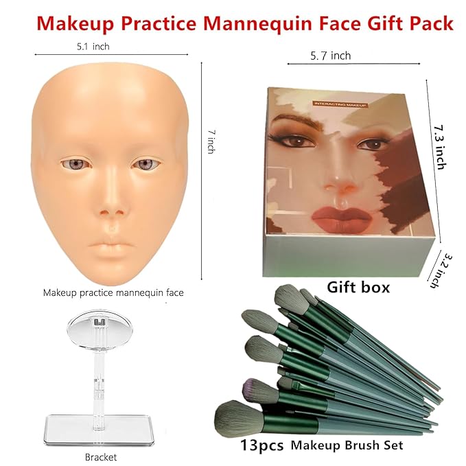 3D Makeup Practice Face, XIJIEMAO Mannequin Head For Makeup, Reusable Silicone Full Makeup Mannequin Head With Stand And Brush Set, Eye Shadow Makeup Face Board, Emerging Makeup Artist, Girl'S Gift-Velvo Beauty