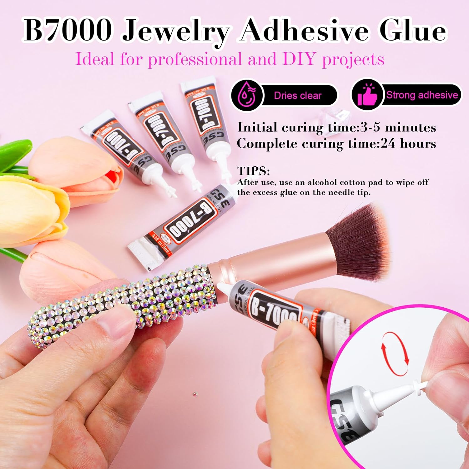 Canvalite Rhinestones 2784PCS in 6 Sizes Flat Back Gems, Crystal AB Art Gems with 5Pcs B7000 Glue, Pick Up Tweezers and Picker Dotting Pen for Nails, Makeup, Stocking Stuffers Gifts for Women-Velvo Beauty