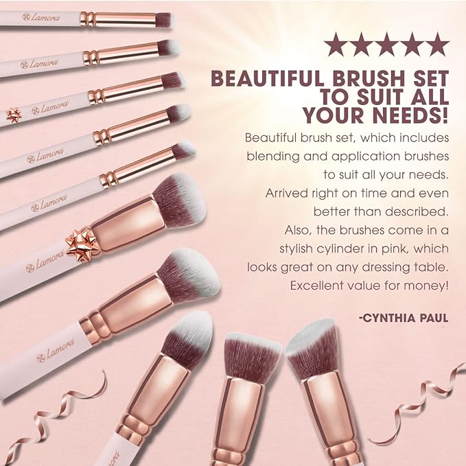 Kabuki Makeup Brush Set - Foundation Powder Blush Concealer Contour Brushes - Perfect for Liquid, Cream or Mineral Products - 10 Pc Collection with Premium Synthetic Bristles for Eye and Face Cosmetic-Velvo Beauty