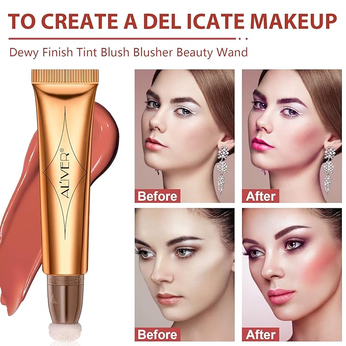 Blush Beauty Wand, Matte Face Blush with Cushion Applicator, Natural Silky Smooth Creamy Liquid Blush Wand, Lightweight Blendable Blush Stick for Cheek, Cruelty-free (Soft Rose)-Velvo Beauty