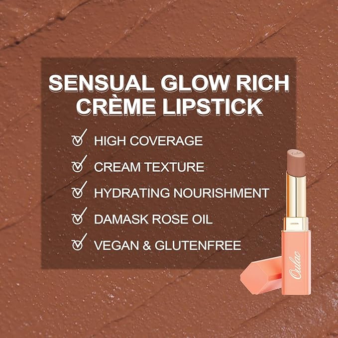 Oulac Color Rich Satin Lipstick Set For Women Nude Brown Lipsticks High Impact Lipcolor Tinted Lip Balm, Nourishing, Satin Finish, Moisturizing Creamy Formula, Vegan Gluten Free (10+12+13)-Velvo Beauty