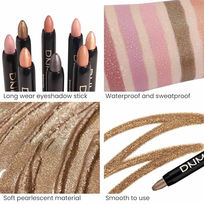 Kaely 8Pcs Cream Eye Shadow Brightener Sticks Set for Eyes,Shimmer Matte Pencil Eyeshadow Applicator Stick Palette,Halloween Makeup Waterproof,Birthday Party gifts for Women kids Girls 06