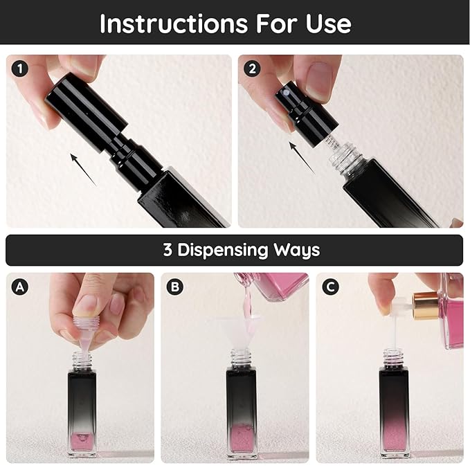 Segbeauty 0.34oz Perfume Atomizer, 10 Pack Glass Mini Travel Perfume Bottle Refillable, 10ml Empty Travel Size Bottles for Cologne Fragrance, Cologne Sprayer with Transfer Tools Set for Refill-Velvo Beauty