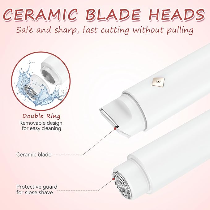 Bikini Trimmer for Women - 2 in 1 Electric Body Hair Trimmer for Silky Skin, Cordless Body Shaver for Travel, IPX7 Waterproof & Easy to Clean, Replaceable Ceramic Blade Heads (White)-Velvo Beauty