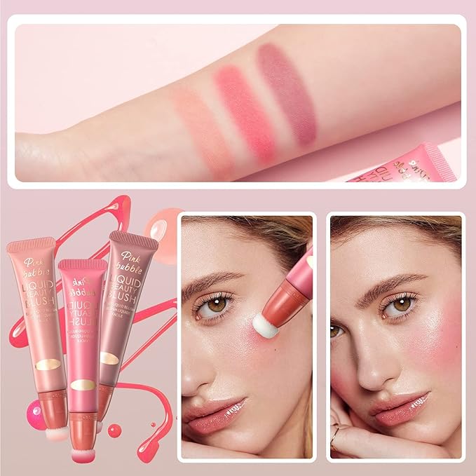 Liquid Blush Makeup Wand, Velvet Cream Blush Stick for Cheeks and Lips, Blush and Highlighter Stick, Easily Blendable, Long-Wearing, Smudge Proof-Velvo Beauty