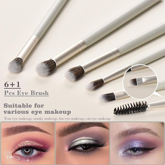 10 Piece Makeup Brushes - Grayish Green Wooden Handle with Soft Synthetic Bristles,for Face & Eye Makeup|Professional Makeup Brushes set for Women & Girls|-Velvo Beauty