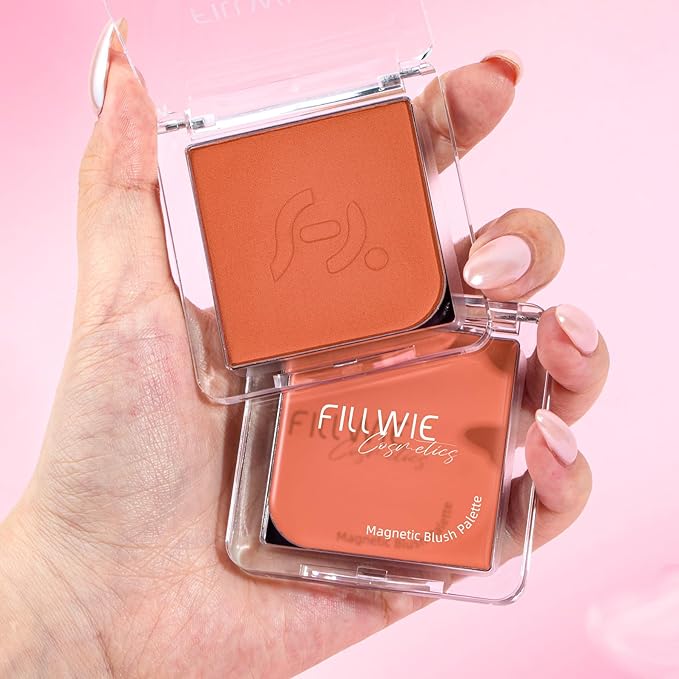 Blush Palette Duo – Cream & Powder Blush Set in Orange Brown, Long-Wearing & Moisturizing, Easy to Blend, Radiant Coverage for Cheeks, Eyes & Lips, Magnetic Palette Compatible (2Pack,Pumpkin Spice)-Velvo Beauty