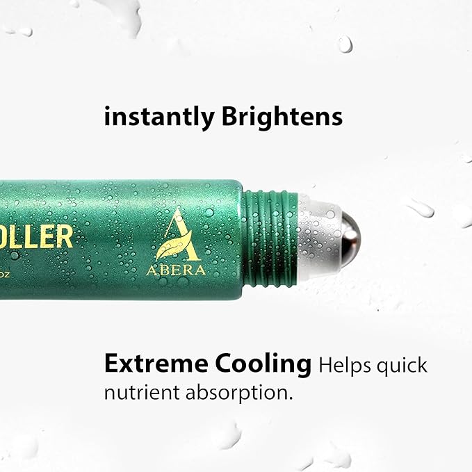 Abera Eye Roller Serum with Mint Essence, Vitamin C and Peptides - Energizing Serum for Dark Circles and Puffiness, Fine Lines Serum, 0.34 fl oz-Velvo Beauty