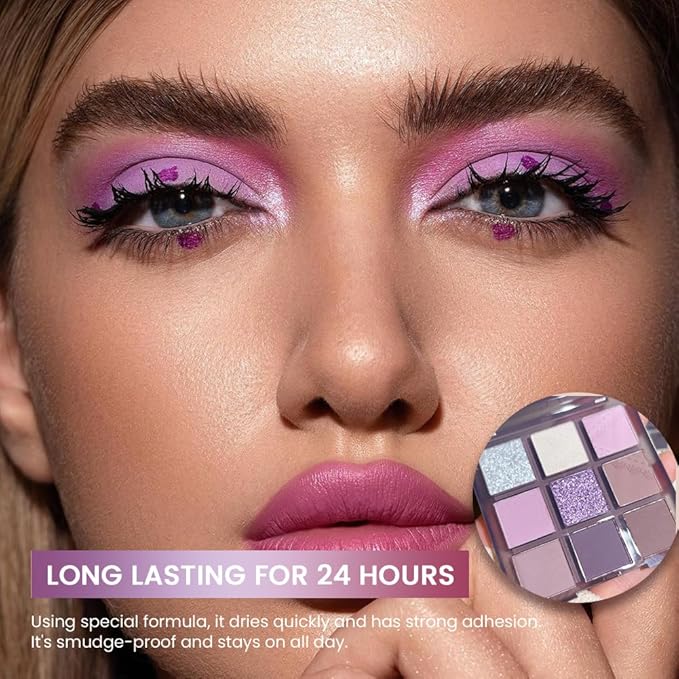 Purple Silver White Pink Tan Grape Matte Shimmer Eyeshadow Palette for Eye Makeup,High Pigmented Eye Shadow make up Powder Palet de sombras de ojos-Velvo Beauty
