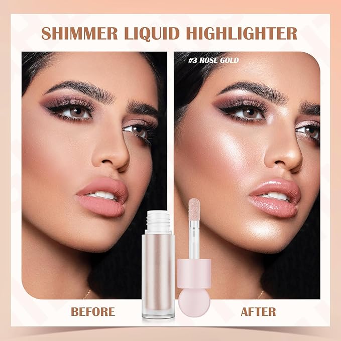Liquid Highlighter Natural Glow For Face & Body, Waterproof Moisturizing Light Liquid Luminizer For Long Lasting Shimmer, Contour Highlighter Stick Easy to Apply with Cushion Applicator-Velvo Beauty