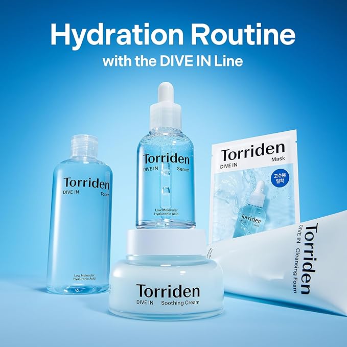 Torriden DIVE IN Hyaluronic Acid Facial Mask (10 sheets) | Extra Moisturizing Care | Hyaluronic Acid, Panthenol, Allantoin | Korean Face Mask-Velvo Beauty