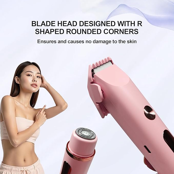 2025 Upgraded Bikini Trimmer for Women & 2 in 1 Dermave Bikini Shaver with LCD Display, Dual Head Cordless Electric Shaver, IPX7 Waterproof Wet/Dry Body Hair Trimmer for Face Body Intimate Areas,Pink-Velvo Beauty