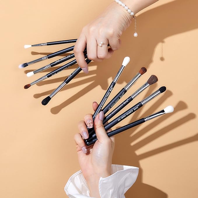 Jessup Eyeshadow Brush Set Professional Eye Blending Brushes for Lid Small Fluffy Soft Eye Brushes 10pcs, T331-Velvo Beauty